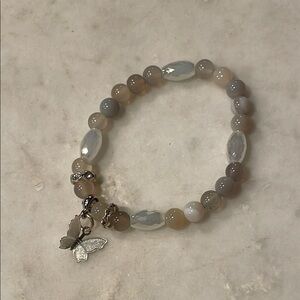 Elegant Beaded Bracelet with Butterfly Charm